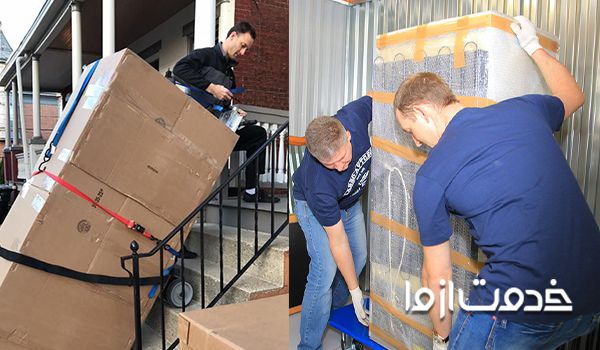 کارگر حمل یخچال ساید بای ساید